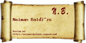 Neiman Balázs névjegykártya